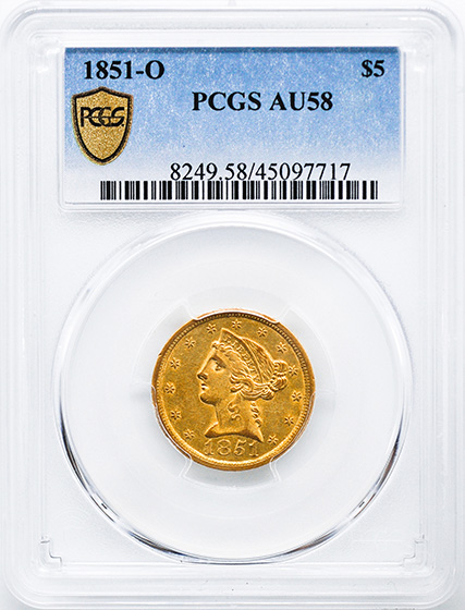 Picture of 1851-O LIBERTY $5 AU58 