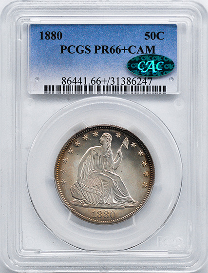 Picture of 1880 LIBERTY SEATED 50C PR66+ Cameo