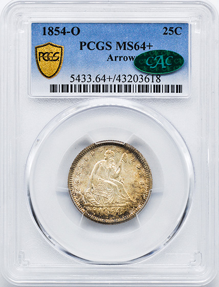 Picture of 1854-O LIBERTY SEATED 25C, ARROWS MS64+ 