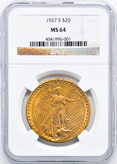 Picture of 1927-S ST. GAUDENS $20 MS64 