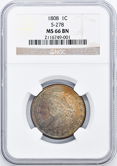 Picture of 1808 CLASSIC HEAD 1C MS66 Brown