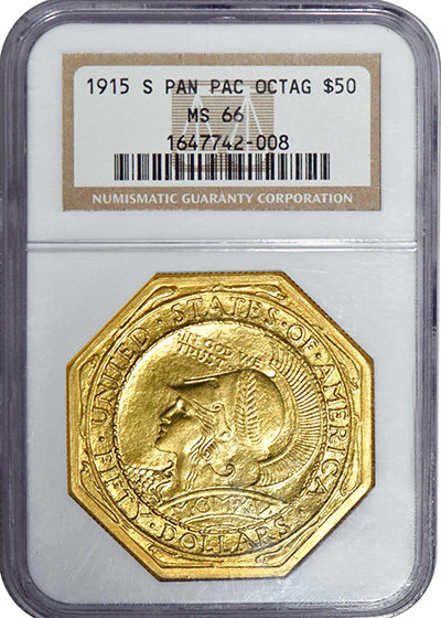 Picture of 1915-S GOLD $50, PAN-PAC OCTAGONAL MS66 