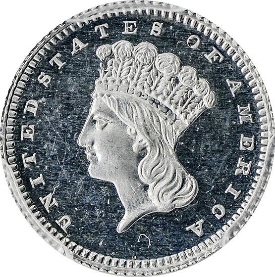 Picture of 1875 LIBERTY G$1 J-1433, ALUMINUM PR66+ Cameo