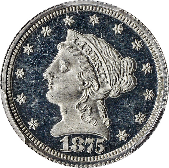 Picture of 1875 LIBERTY $2.5 J-1435, ALUMINUM PR66 Deep Cameo