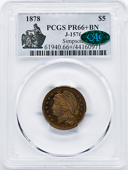 Picture of 1878 LIBERTY HEAD $5 J-1576 PR66+ Brown