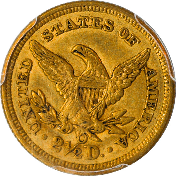 Picture of 1857-O LIBERTY HEAD $2.5 AU58 