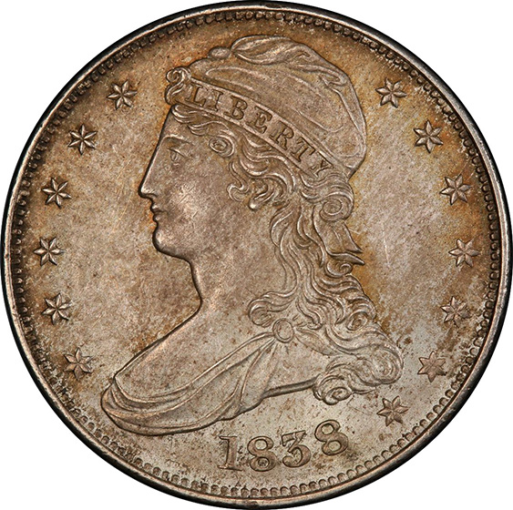 Picture of 1838 CAPPED BUST 50C, REEDED EDGE MS65+ 