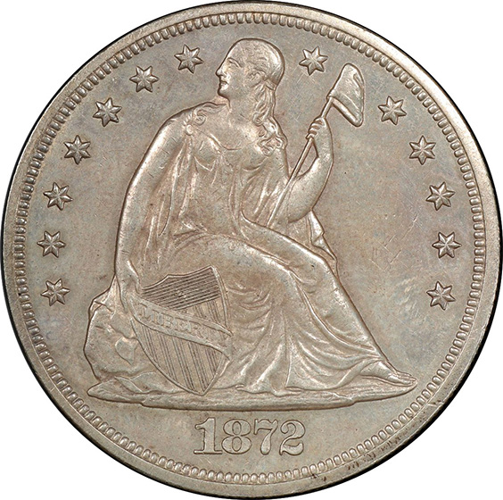 Picture of 1872-CC LIBERTY SEATED S$1, MOTTO MS60 