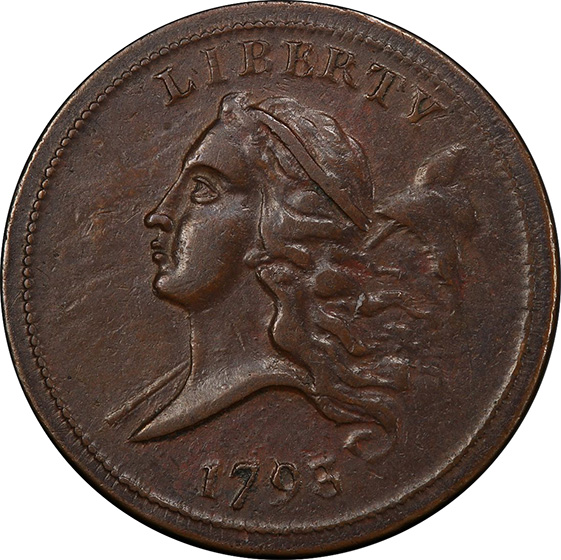 Picture of 1793 LIBERTY CAP 1/2, TYPE 1 FACING LEFT AU55 Brown