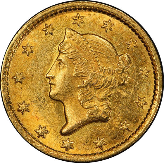 Picture of 1852-C GOLD G$1, TYPE 1 MS63 