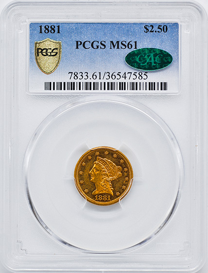 Picture of 1881 LIBERTY HEAD $2.5 MS61 