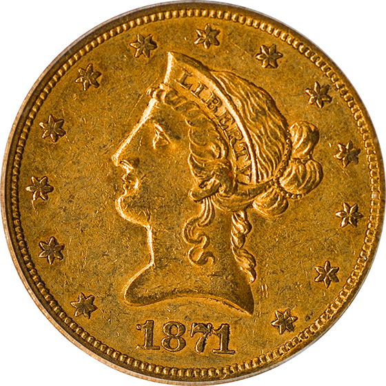 Picture of 1871-S LIBERTY HEAD $10 AU55 