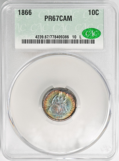 Picture of 1866 LIBERTY SEATED 10C PR67 Cameo