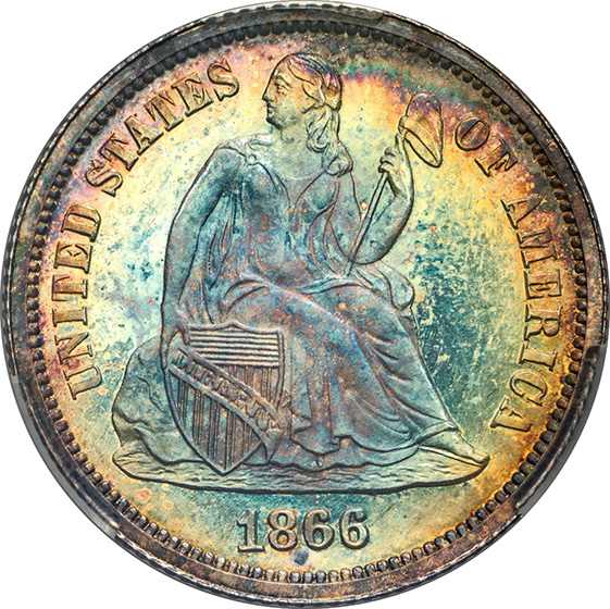 Picture of 1866 LIBERTY SEATED 10C PR67 Cameo Picture of 1866 LIBERTY SEATED 10C PR67 Cameo