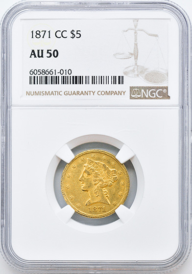 Picture of 1871-CC LIBERTY $5 AU50 