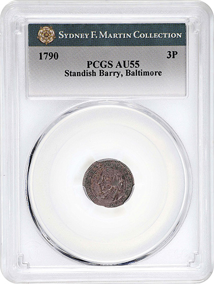 Picture of 1790 BALT, STANDISH BARRY 3PENCE AU55 
