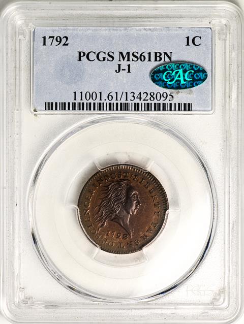 Picture of 1792 SILVER CENTERED CENT JUDD-1 MS61 Brown