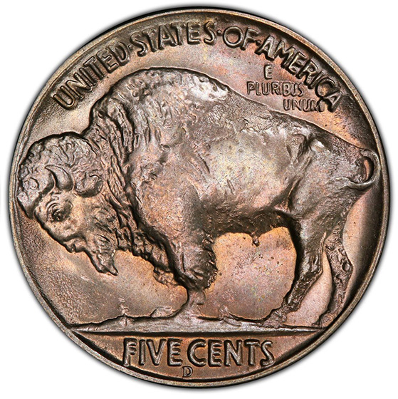 Picture of 1937-D BUFFALO 5C, 3 LEGS MS65+ 