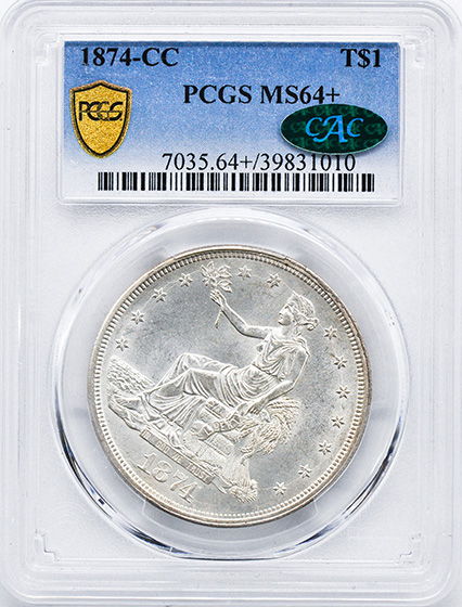 Picture of 1874-CC TRADE T$1 MS64+ 