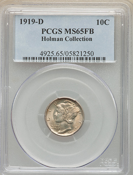 Picture of 1919-D MERCURY 10C MS65 Full Bands
