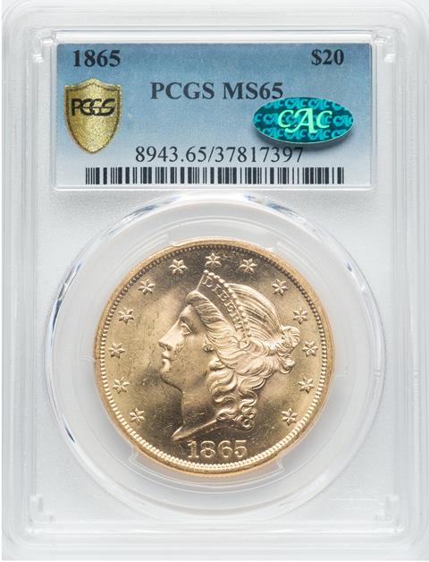 Picture of 1865 LIBERTY HEAD $20 MS65 