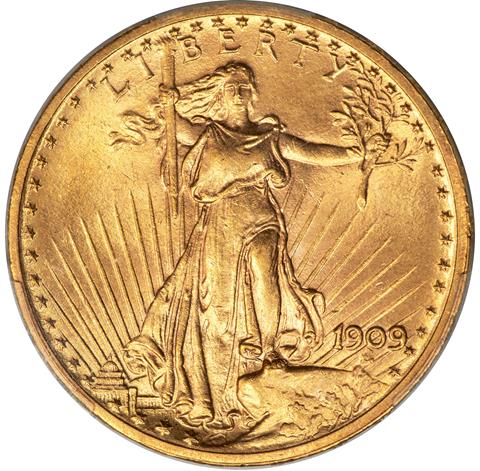 Picture of 1909 ST. GAUDENS $20 MS65+ 