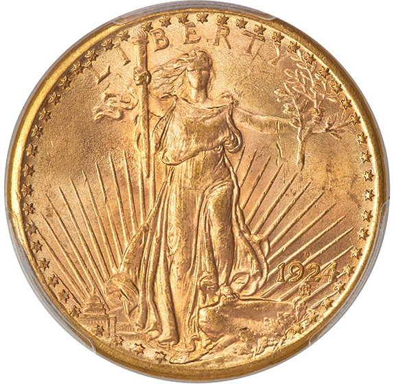 Picture of 1924-D ST. GAUDENS $20 MS65 