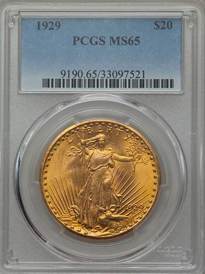Picture of 1929 ST. GAUDENS $20 MS65 