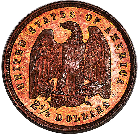 Picture of 1878 $2.5  J-1567, J-1567 PR65 Red Brown