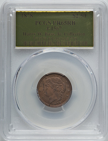 Picture of 1878 $2.5  J-1567, J-1567 PR65 Red Brown