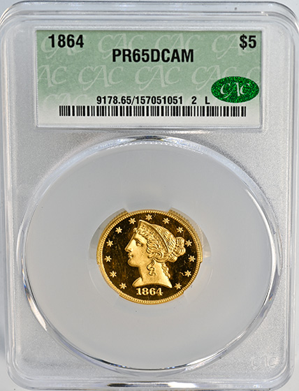 Picture of 1864 LIBERTY $5 PR65 Deep Cameo