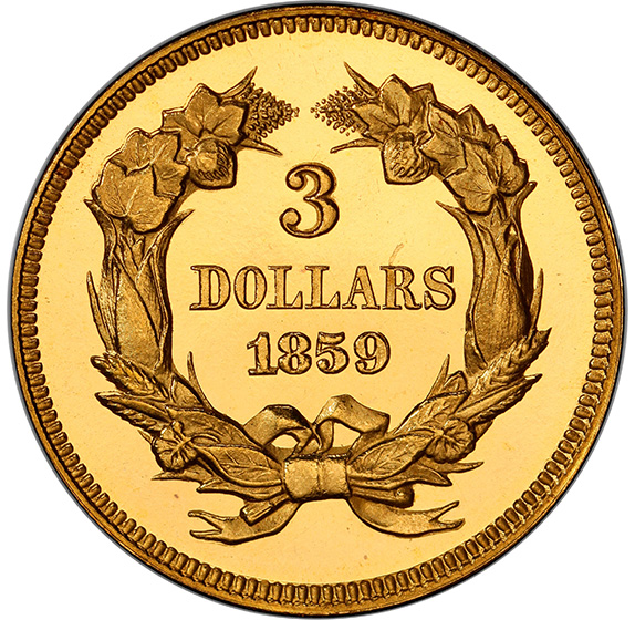 Picture of 1859 INDIAN PRINCESS $3 PR66+ Deep Cameo