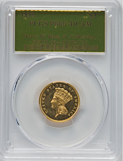 Picture of 1859 INDIAN PRINCESS $3 PR66+ Deep Cameo