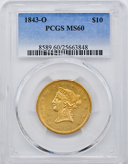 Picture of 1843-O LIBERTY HEAD $10 MS60 