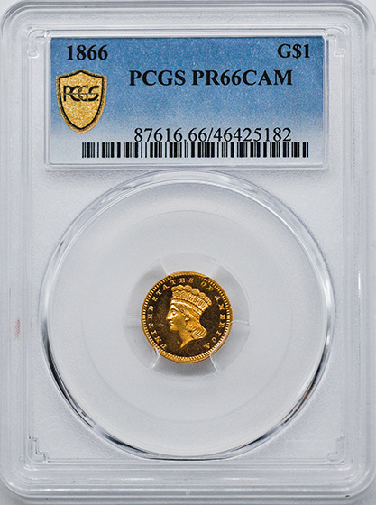 Picture of 1866 GOLD G$1, TYPE 3 PR66 Cameo
