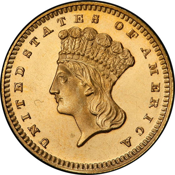 Picture of 1866 GOLD G$1, TYPE 3 PR66 Cameo