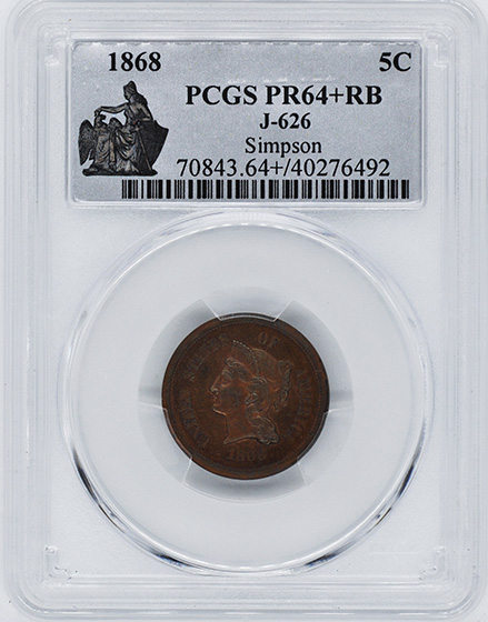 Picture of 1868 5C J-626 PR64+ Red Brown