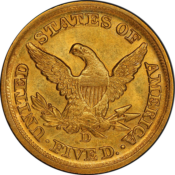 Picture of 1852-D LIBERTY $5 MS63 