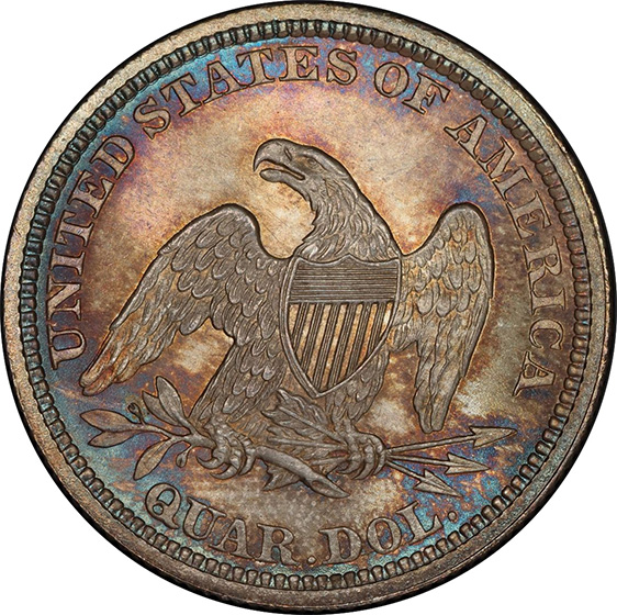 Picture of 1864 LIBERTY SEATED 25C, NO MOTTO MS66+ 