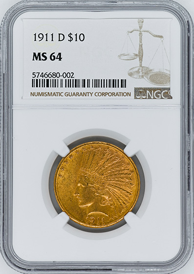 Picture of 1911-D INDIAN $10 MS64 