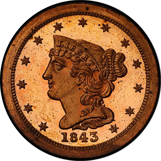 1843 BRAIDED HAIR 1/2C