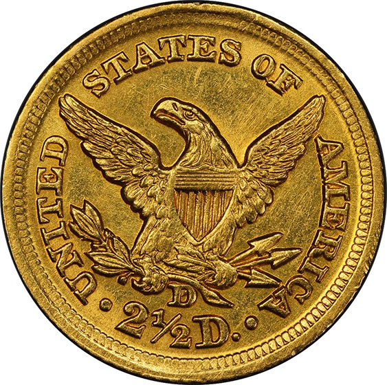 Picture of 1859-D LIBERTY HEAD $2.5 MS60 