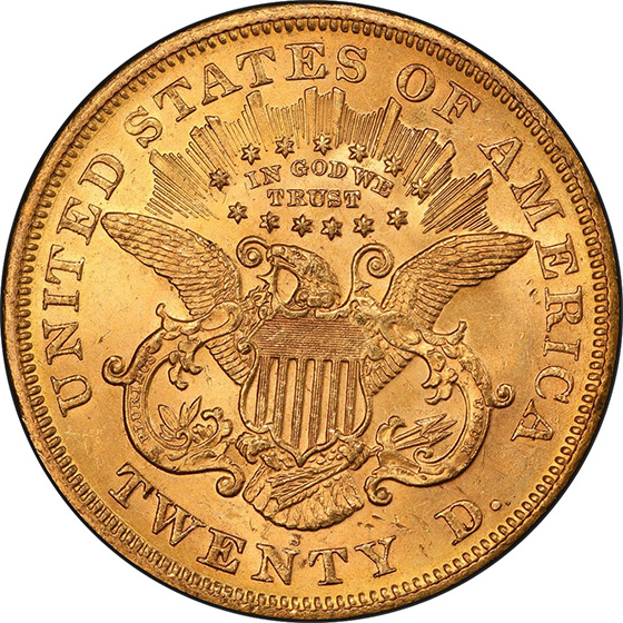 Picture of 1870-S LIBERTY HEAD $20 MS62+ 