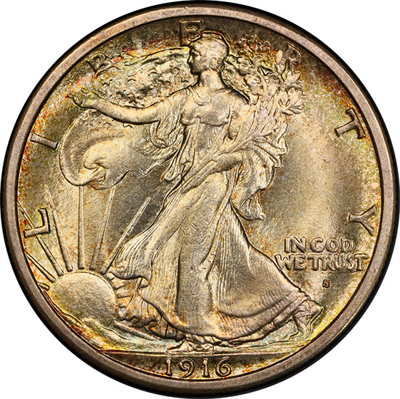 Picture of 1916-S WALKING LIBERTY 50C MS66 