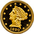 Picture of 1890 LIBERTY HEAD $2.5 PR65+ Deep Cameo