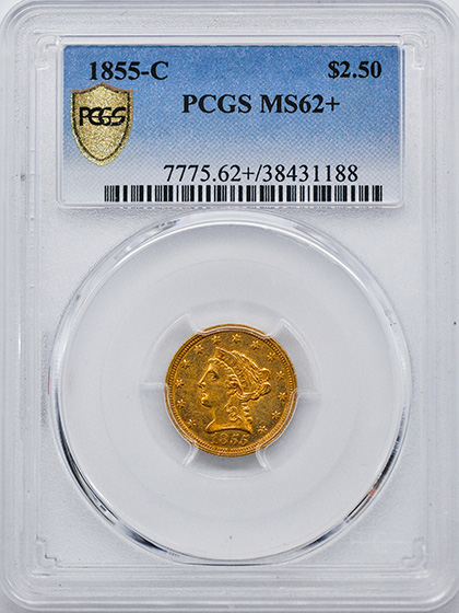 Picture of 1855-C LIBERTY HEAD $2.5 MS62+ 