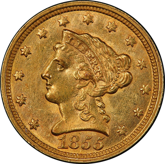 Picture of 1855-C LIBERTY HEAD $2.5 MS62+ 
