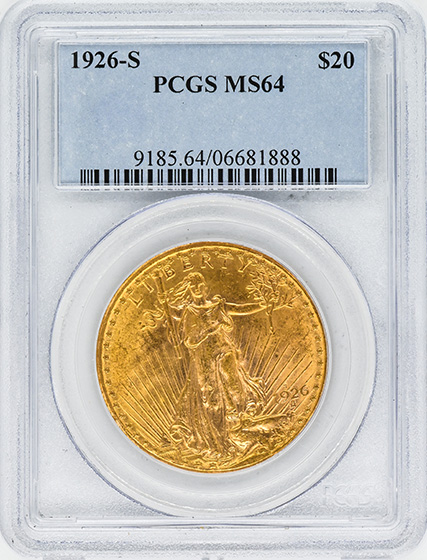 Picture of 1926-S ST. GAUDENS $20 MS64 
