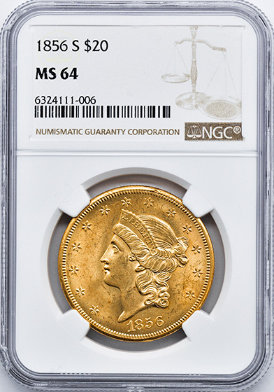 Picture of 1856-S LIBERTY HEAD $20 MS64 