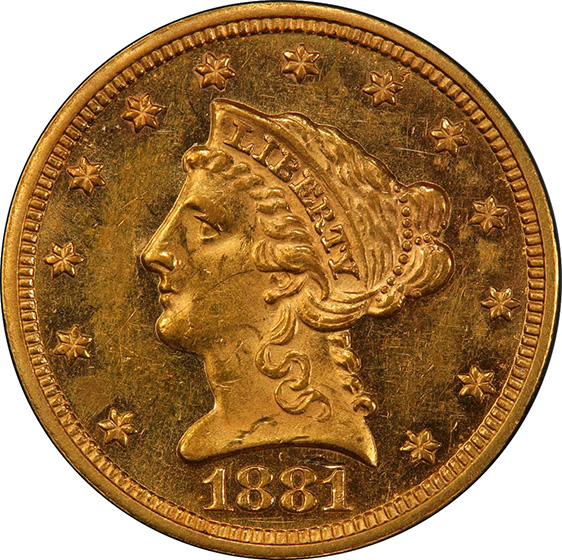 Picture of 1881 LIBERTY HEAD $2.5 MS61 